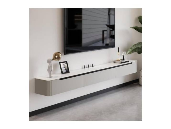 Zxarunas TV-Schränke, TV-Konsolen, Tisch for Wohnzimmer und Schlafzimmer Universeller TV-Ständer im gebogenen Profildesign mit reichlich Stauraum Sehr stabil