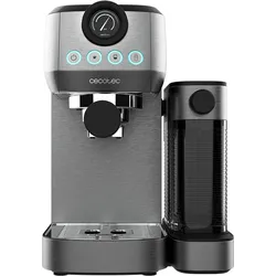 Cecotec Cafetera PowerEspresso 20 Steel Pro Latte, Siebträgermaschine, Grau, Schwarz, Silber