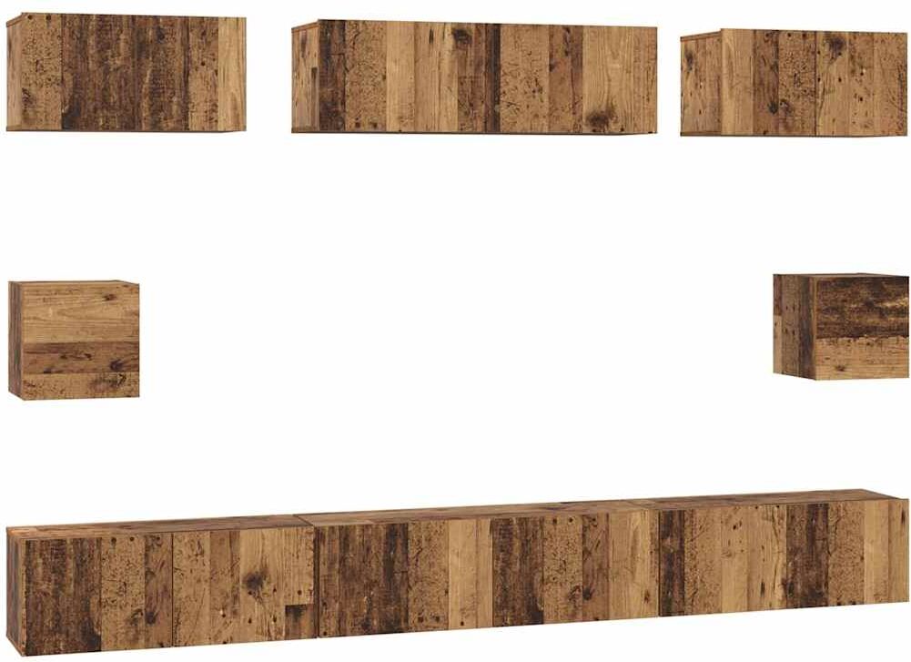 vidaXL Conjunto de mueble de TV 8 uds. Madera Vieja Marrón
