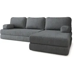 ECKSOFA LEA modulares Boneless Sofa mit Schlaffunktion Grau Boucle-Stoff