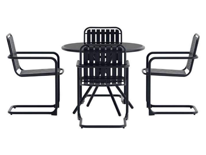 Chios set de jardin table 90x90cm 4 chaises noir.