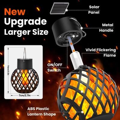 Uplift Picks Retro Solar Flame Lantern Adds Warm Glow To Gardens Patios Pathways upgrade (1 Pc)