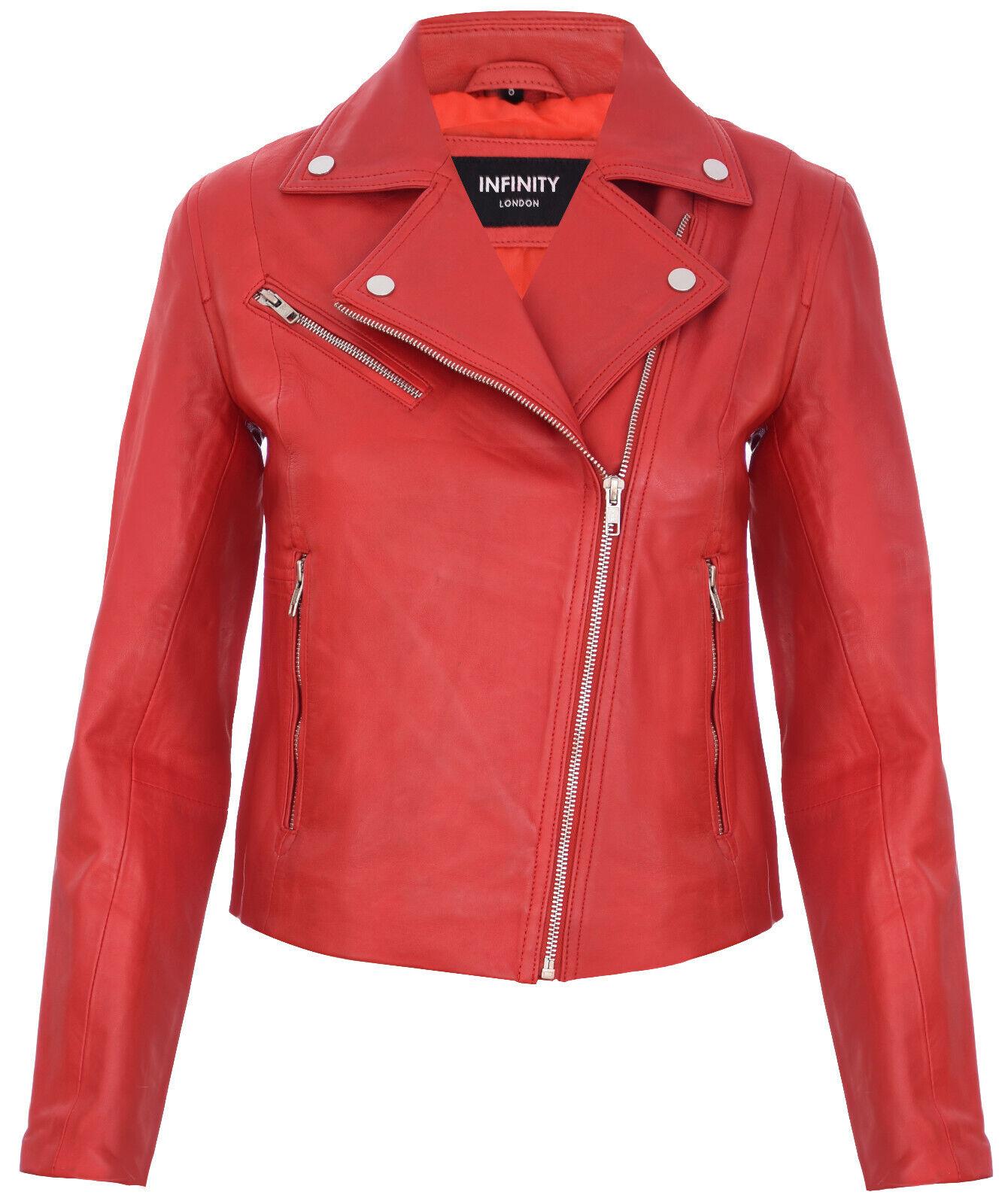 Dames slim leren bikerjack-Matlock