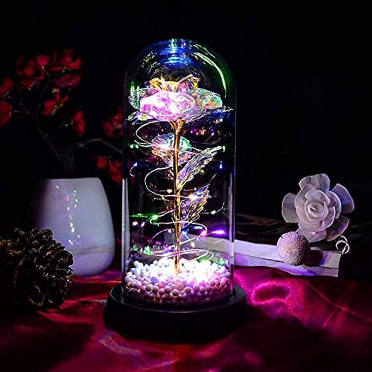 Romantische rozen in glas voor vrouwen