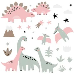 WANDAUFKLEBER 100x160cm - Dinosaurier wilde Vegetation
