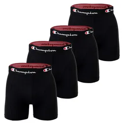 Champion Herren Boxershorts, 4er Pack - Baumwolle, Logobund, einfarbig Schwarz / M