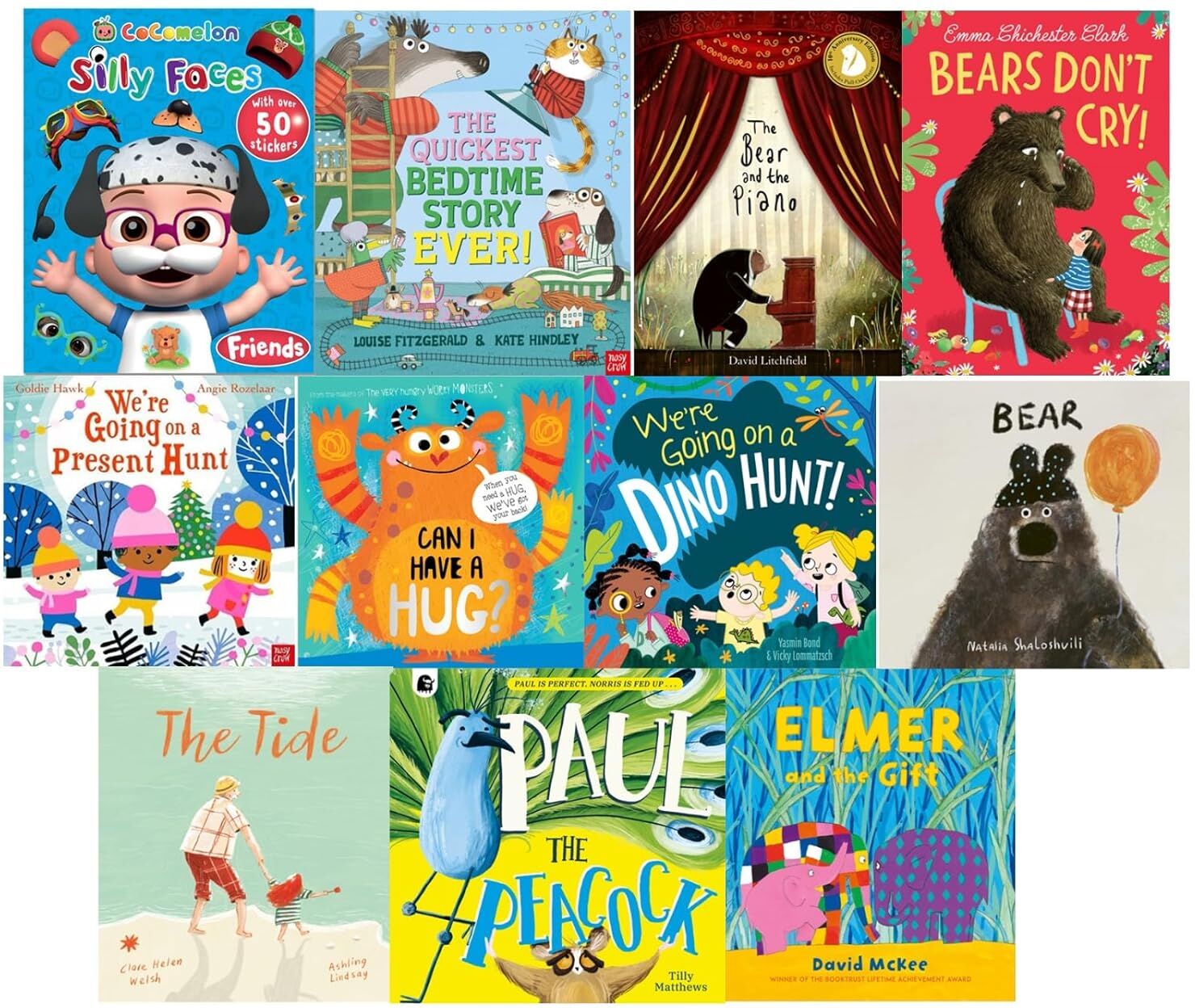 Various Publishers Friendship and Kindness 10 Books Collection Set for Ages 3-7 Paperback - CoComelon, David Litchfield Bear Tales & Elmer and the Gift by David McKee