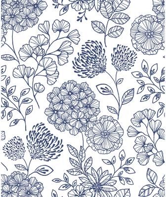 Scott Living Ada Blue Floral Wallpaper