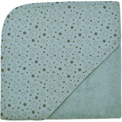 Kapuzenhandtuch WÖRNER "Sterne eisblau Kapuzenbadetuch 80/80", blau (eisblau), B:80cm L:80cm, Frottee, Frottier, Handtücher, obere Lage der Kapuze aus bedrucktem Single-Jersey