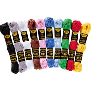Folia Bindfaden 23992, Stickgarn Set, Stärke 1mm, 10 Farben je 40m
