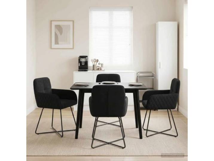 4 Pack Esszimmerstühle Samt Schwarz mit Metallrahmen 59 x 56,5 x 86 cm Weiches Velvet, stabiler Metallrahmen, ergonomische Armlehnen, pflegeleichte Oberfläche, schneller Aufbau