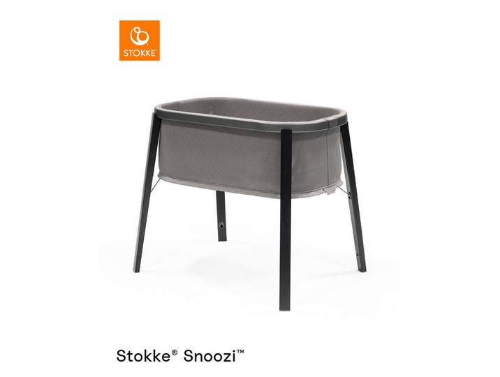 Stokke Beistellbett Snoozi, Grau, Schwarz, Holz, Metall, Buche, 59.7x76x87.1 cm, höhenverstellbar, Babymöbel & Kindermöbel, Babyzimmer, Babybetten, Beistellbetten