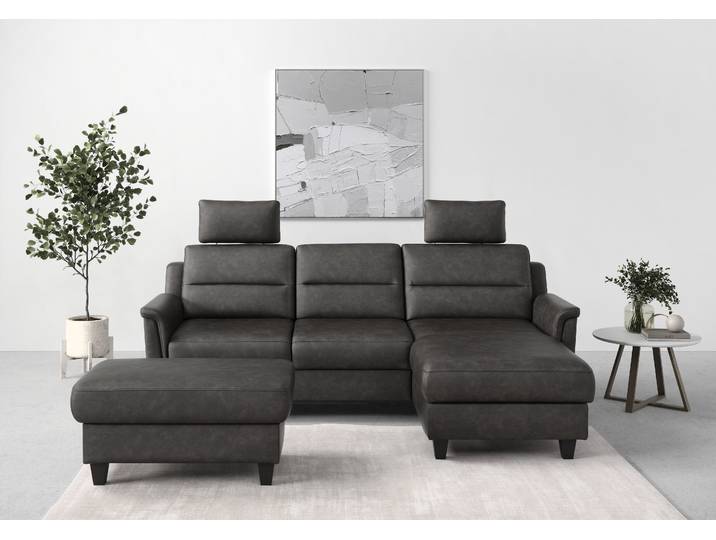 Ecksofa, Microfaser, Anthrazit 234×168 cm, Federkern, Recamiere Rechts, Sit&More