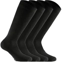 Rohner Basic Unisex Kniestrümpfe, 4er Pack - Cotton II Long, Socken, Baumwoll-Mix Schwarz / 35-38