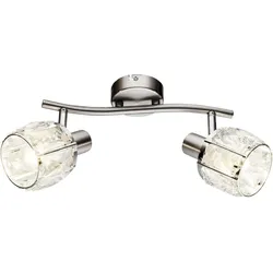 Decken Lampe Glas Kristall Leuchte Wohn Zimmer Chrom Spots verstellbar im Set inkl. LED Leuchtmittel