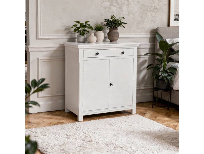 Buffet parisien 2 portes 1 tiroir en pin maritime gris clair Léan