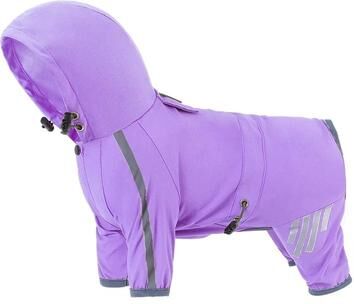 Uplifted Goods Reflective Waterproof Dog Raincoat With Full Coverage Design purple xxl