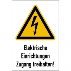 König Werbeanlagen Dreifke® Kombi-Warnschild, Elektrische Einrichtungen, W012 - 200x300 mm Folie selbstklebend