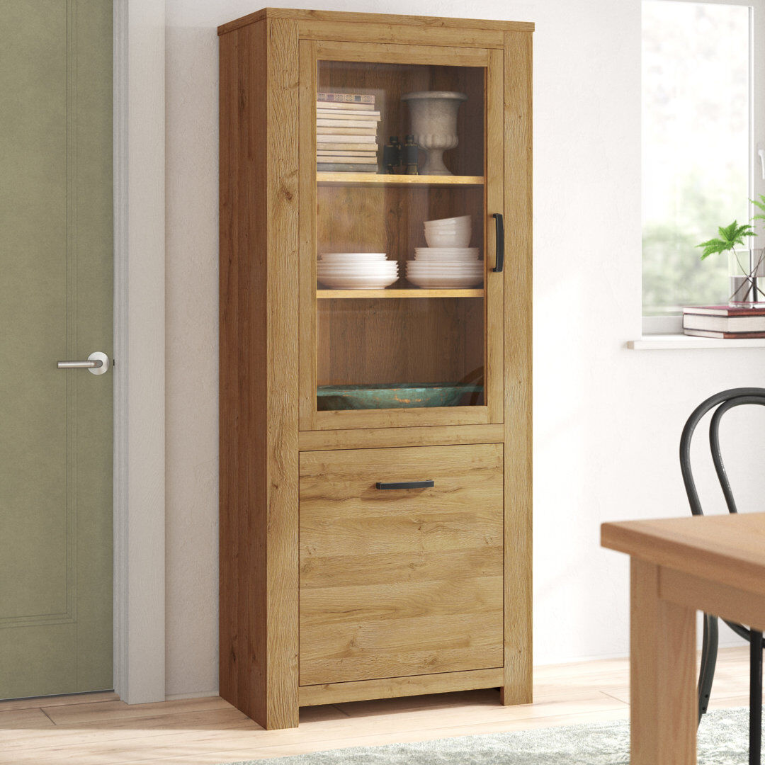Fernleaf Jess 77 cm W Display Cabinet Old Oak 185.3cm H X 77cm W X 42.2cm D