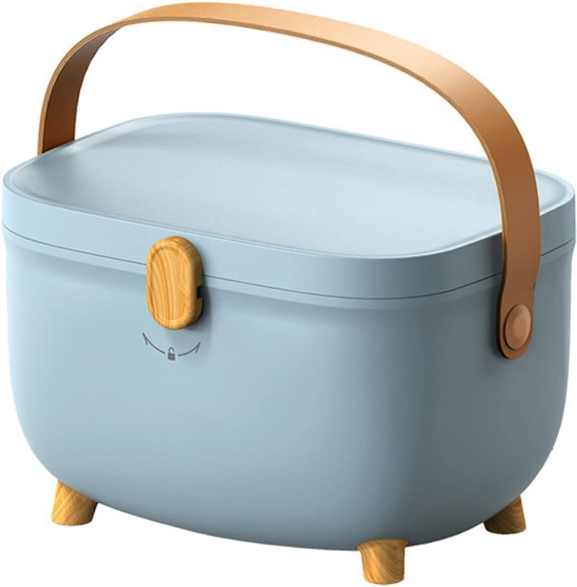 Multifunctionele Medicijnopslag en EHBO Opbergdoos met deksel en handvatten, Transparant/Blauw/Wit, Plastic