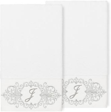 Authentic Hotel and Spa 100% Turkish Cotton Monica 2PC Embellished Bath Towel Set