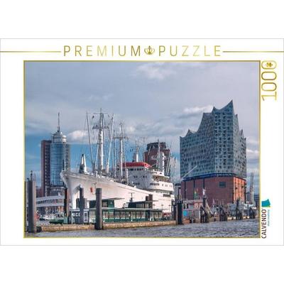 CALVENDO Puzzle Museumsschiff Cap San Diego und Elbphilharmonie | 1000 Teile Lege-Größe 64x48cm Foto-Puzzle für glückliche Stunden