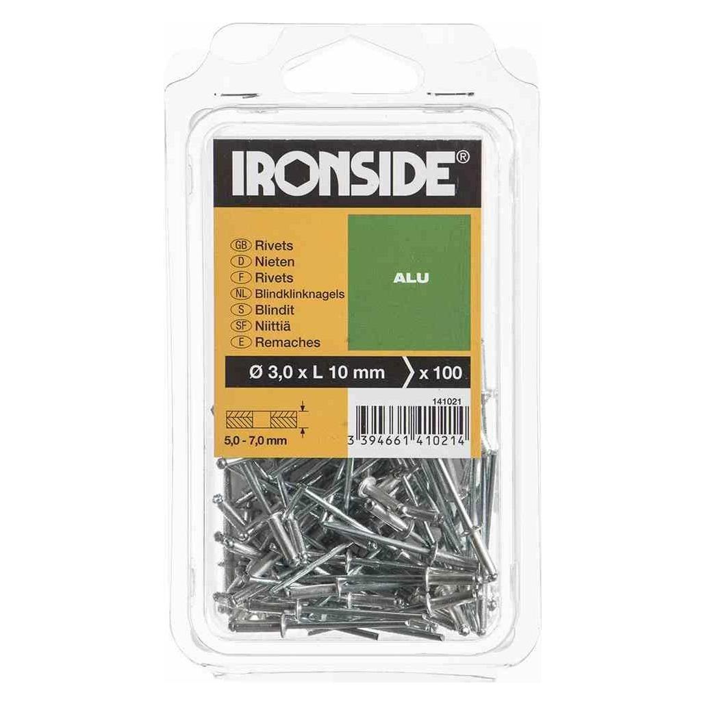 Ironside Blindnieten 3,0/10 mm Aluminium, Verpackungsinhalt: 100 Stück (141021)