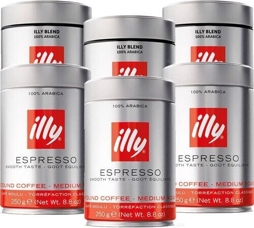 cafeIlly Illy – Gemahlener Kaffee – Probierset Classico & Intenso – 6 X 250 G - MaxiCoffee