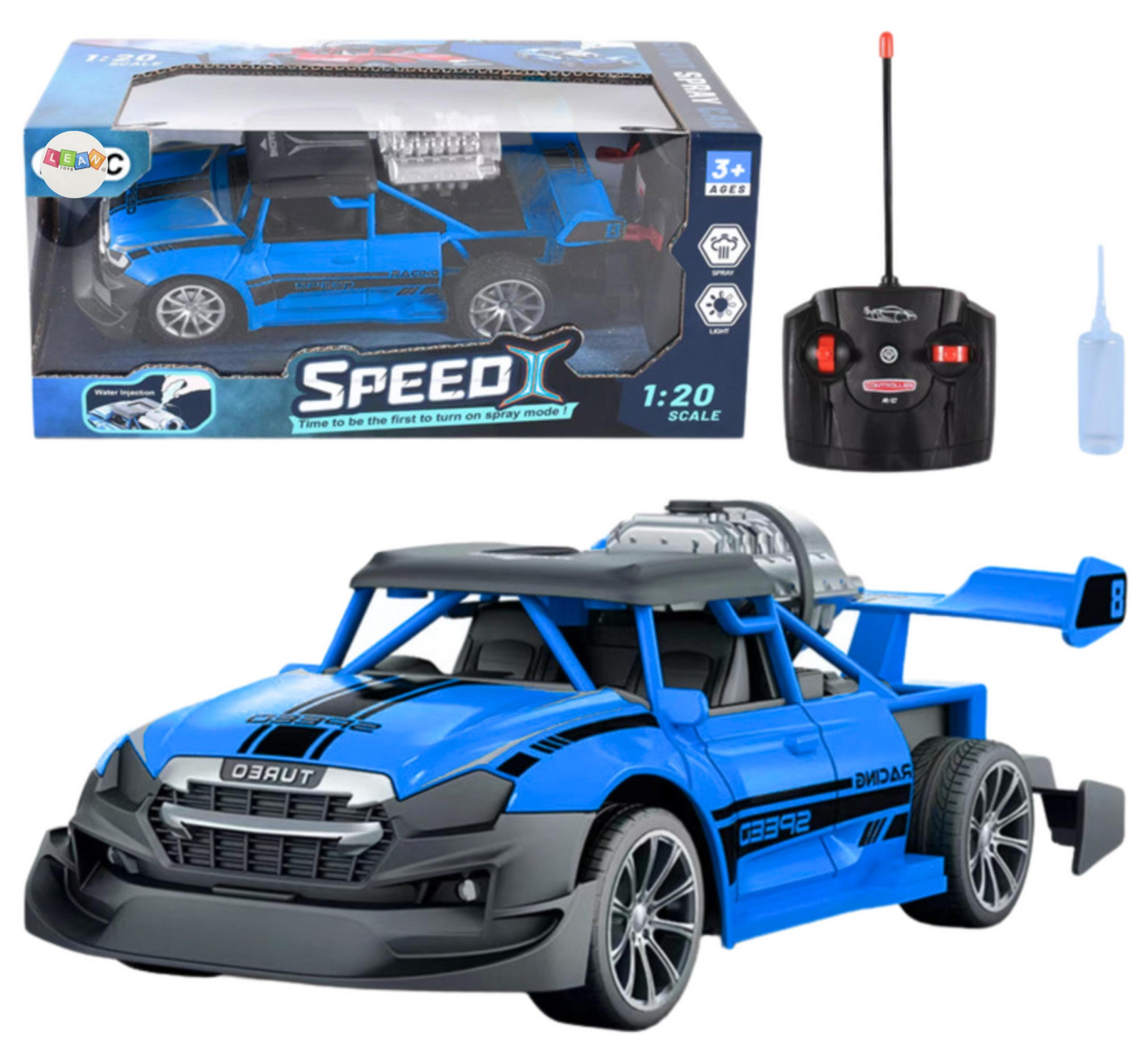 Lean Toys RC Auto 1:20 met licht en rookeffect - Blauw