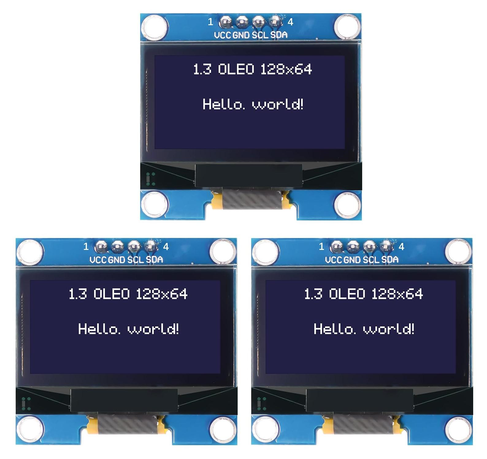 Selius Set van 3 stuks 1,3 inch I2C 128 x 64 pixels OLED display modules