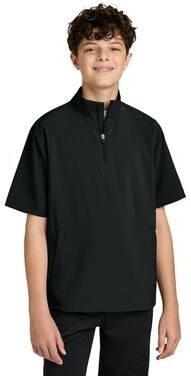 Richardson RY7400SSQ Youth Barrage Wind Shirt in Black size XS   Polyester Blend