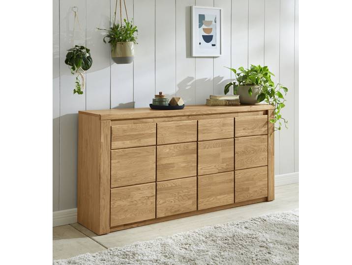 Sideboard GOODPRODUCT Burani , braun (eiche teilmassiv), B:164cm H:80cm T:35cm, FSC-zertifiziertes teilmassives Holz, Sideboards, Sideboard, grifflose Optik