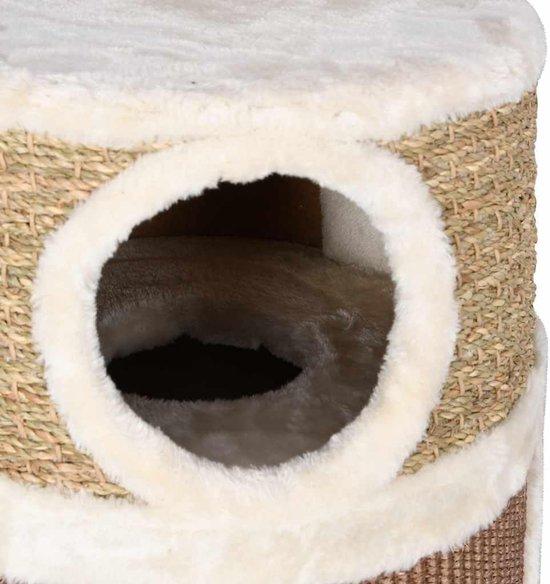 Famanu Krabton - Robuste Katzenkratztonne mit Seegrasoberfläche - 60 cm hoch - Grau