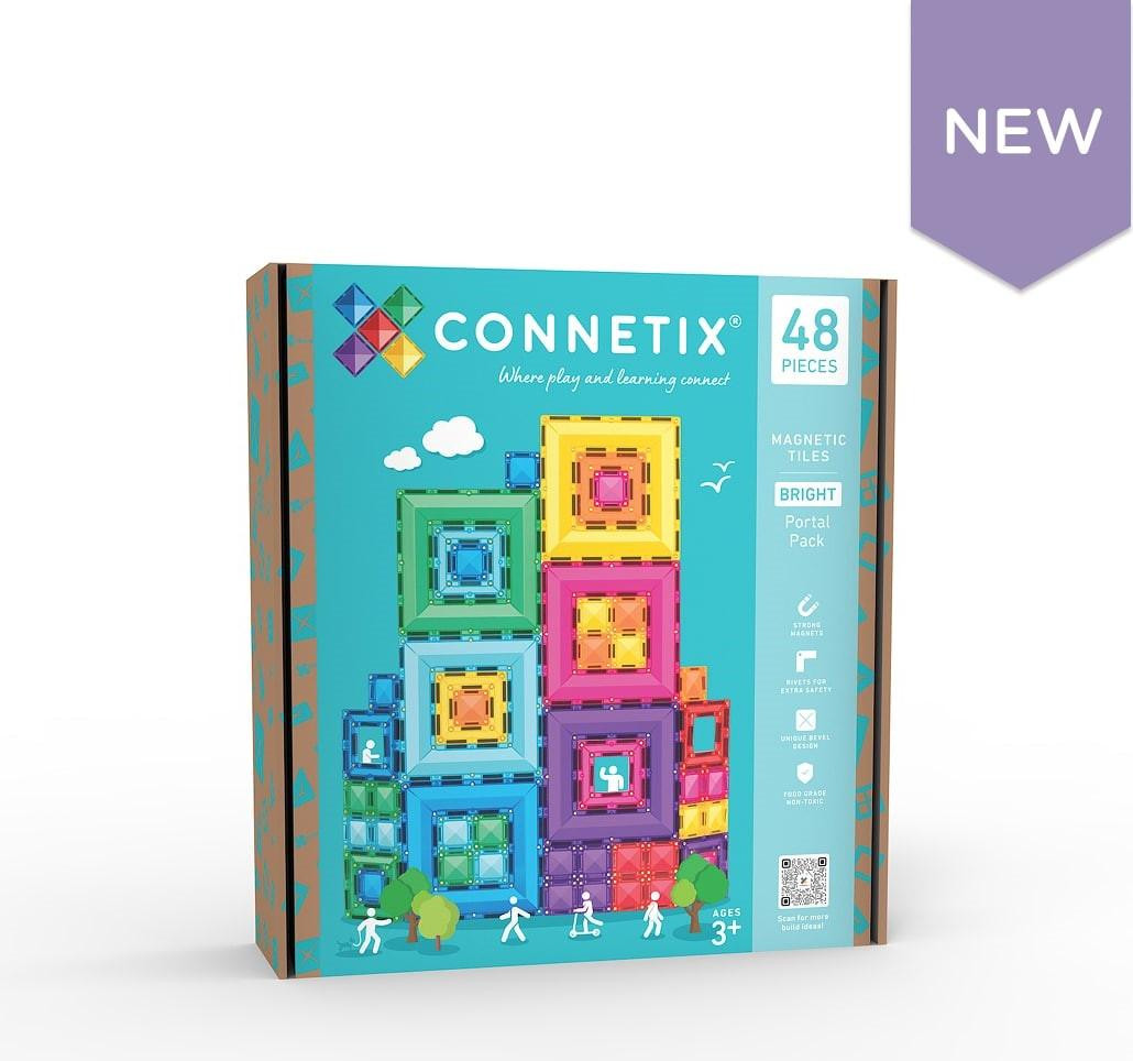 Connetix Bright Portal Pack magnetisch constructiespeelgoed met 48 kleurrijke magnetische tegels