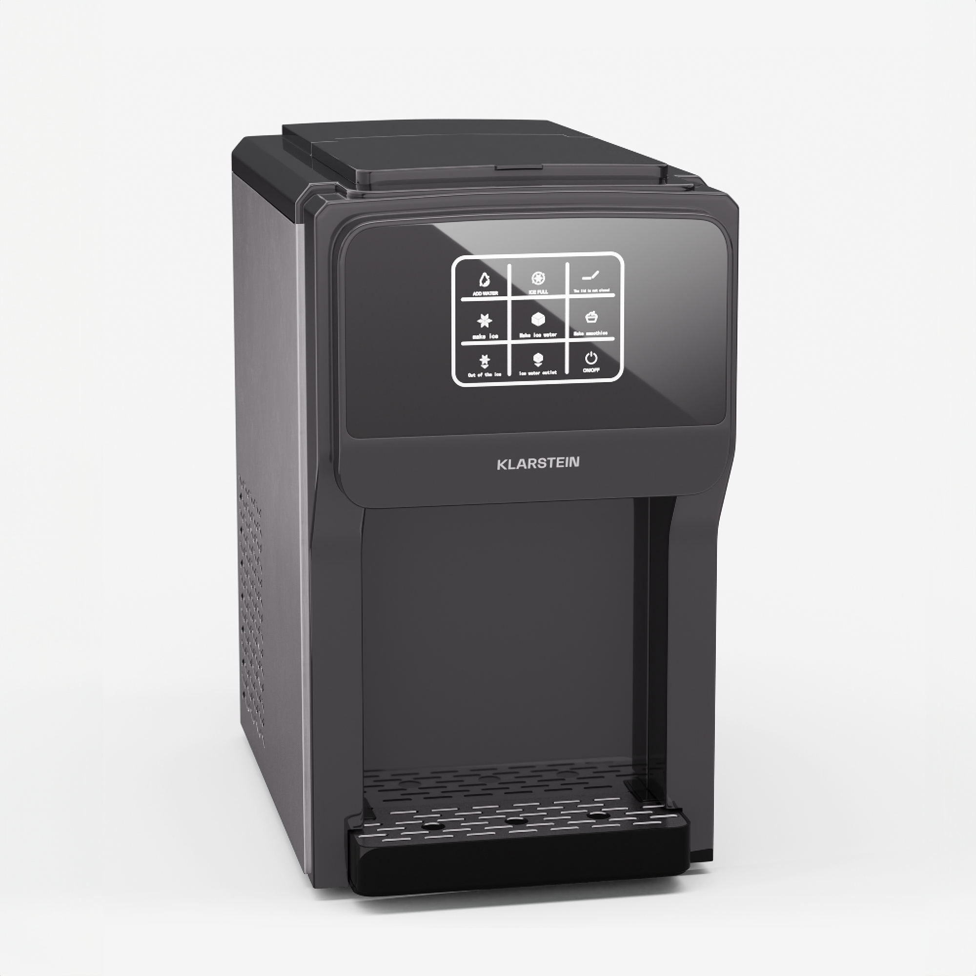 Klarstein ArcticBlend 3in1 Eiswürfelmaschine - 20 kg/24 h, Kugeleis & Crushed Ice, Wasserspender, 6-Liter-Wassertank, Edelstahl, Eiswürfelbereiter, Ice Maker, Dunkelgrau