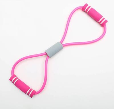 Market Central Chest Expander Trainer Portable Resistance Band Back Stretcher For Home Fitness pink