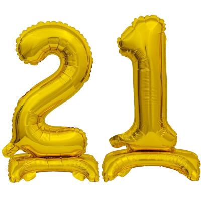 Stehender Folienballon Zahl 21 gold 38 cm 21. Geburtstag