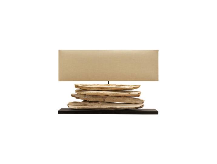 Grosse, handgefertigte Tischlampe „Riverine“ Leinen Beige Invicta Interiors
