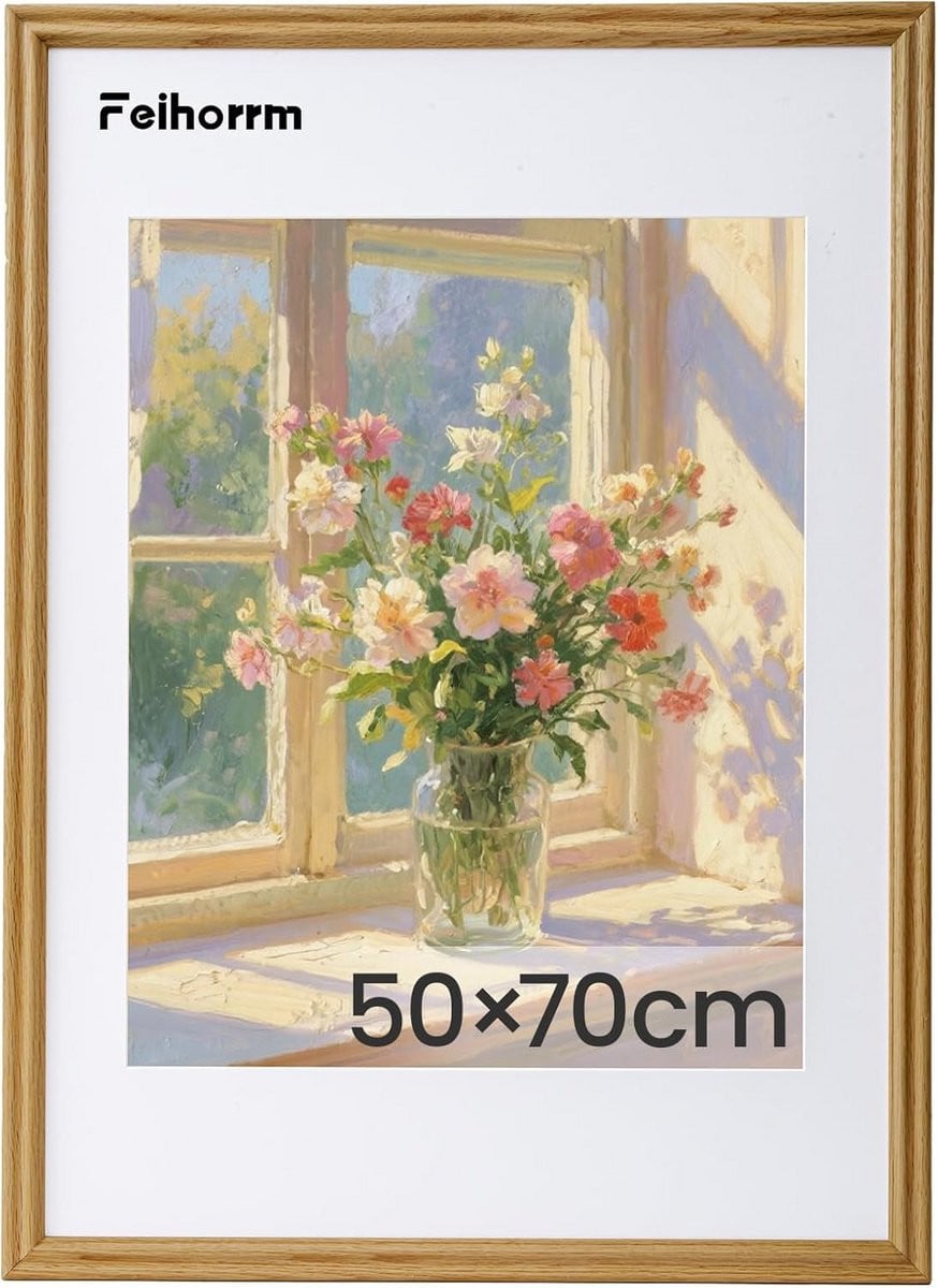 Massief Eiken Fotolijst met Gehard Glas, 50 x 70 cm