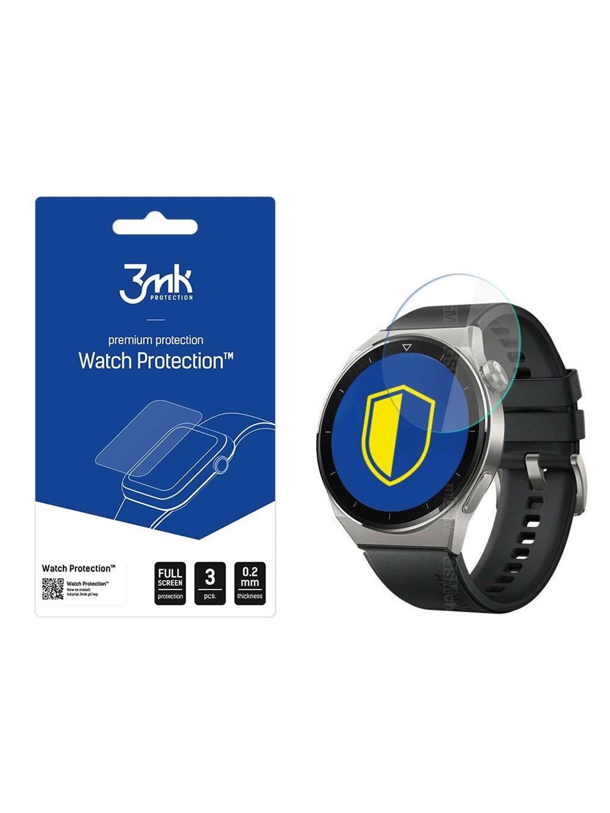 3mk Watch Protection v. FlexibleGlass hybrid glass on Huawei Watch GT 3 Pro 46 mm