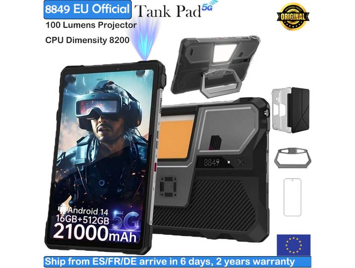 8849 TANK PAD Unihertz projecteur robuste tablette Smartphone 21000mAh 10.95 pouces 120Hz 16GB 512GB 32MP + 50MP 66W téléphone tablette intelligente