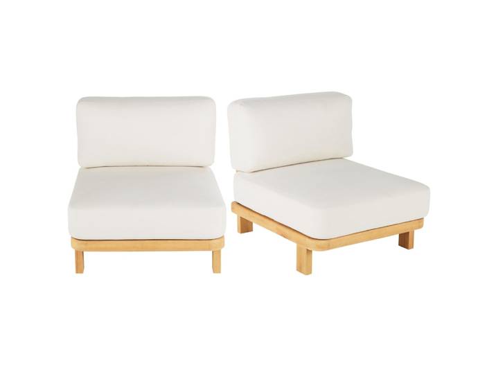 Professionelle Modulelemente für den Garten aus Eukalyptusholz und Polyester, ecrufarben (2 Stück)