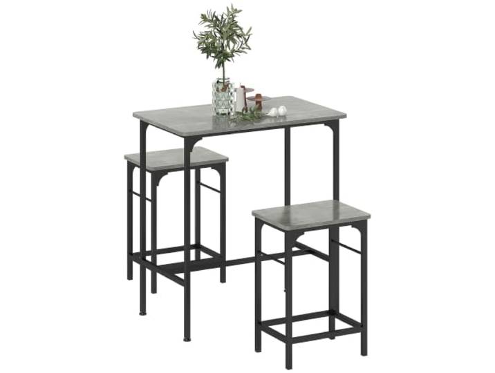 HOMCOM Bartisch Set Esstisch mit 2 Stühlen Grau