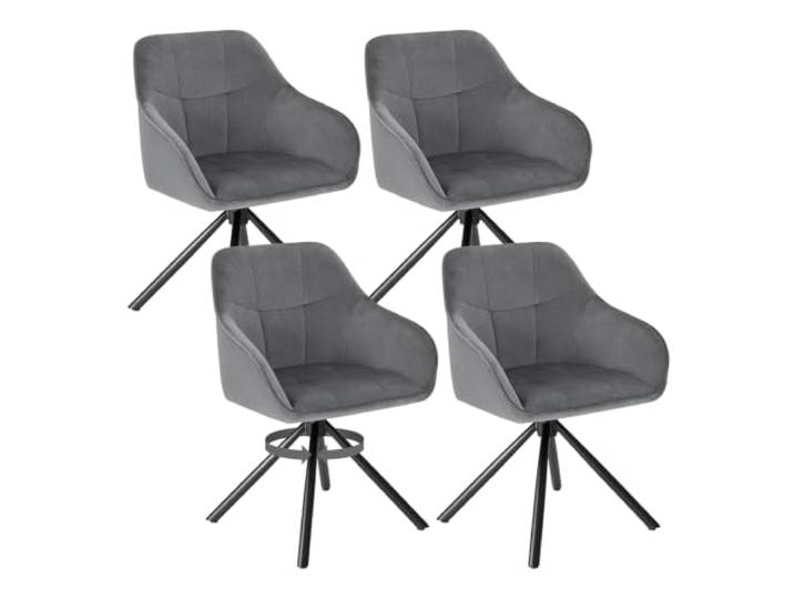 WOLTU Drehbare Esszimmerstühle 4er Set, Küchenstühle mit Armlehen mit Rückenlehne, Samtbezug, für Esszimmer Wohnzimmer, Dunkelgrau