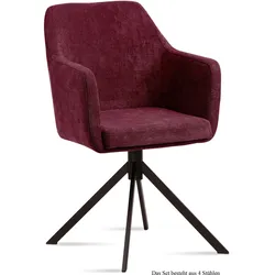 ARMLEHNSTUHL (4er-Set) Dulcy 57x87x60 Schwarz/Marsala