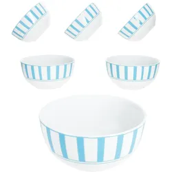 Split türkis 6x Müsli-Schale Ø14cm 400ml Porzellan Dessertschüssel Streifen