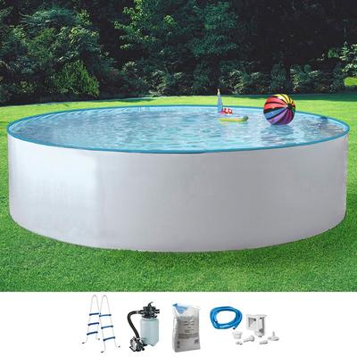 Rundpool KONIFERA "AMRUM 1", weiß, H:90cm Ø:360cm, Schwimmbecken, Rundpool, inkl. hochwertigem Zubehör, Tiefe 90 cm, in versch. Größen