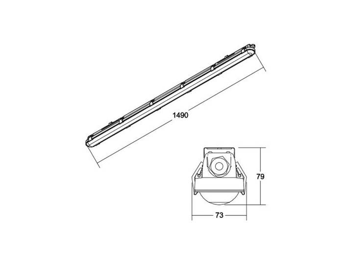 BRUMBERG Humid One Wannenleuchte Notlicht 149cm, alu / grau / zink, Edelstahl