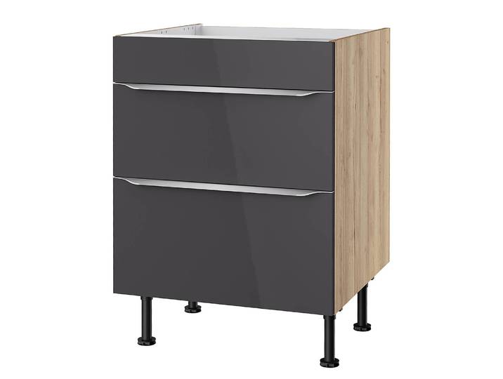 Kochfeld-Unterschrank 60cm Grau/Anthrazit/Wildeiche