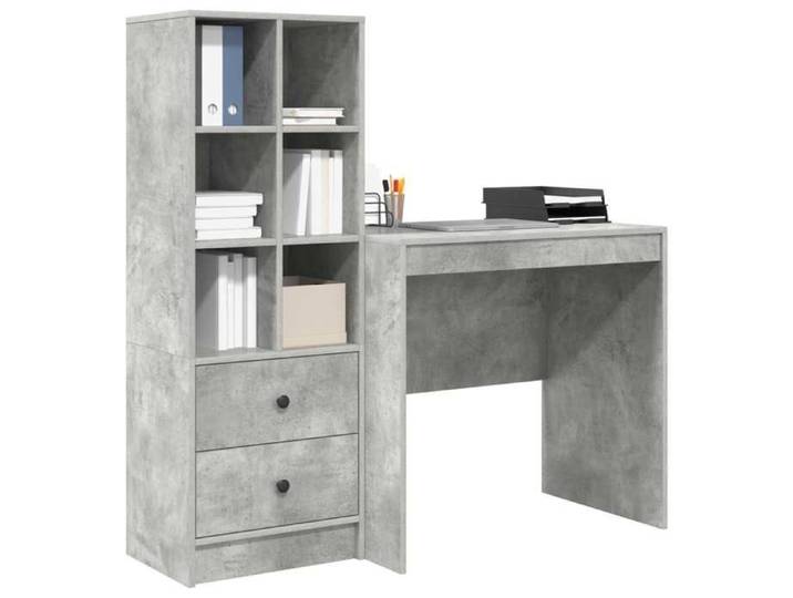 Bureau d'écriture Bureau d'ordinateur avec tiroir avec étagère avec stockage - {2 pièce} - Gris béton - Cadre fiable 44642